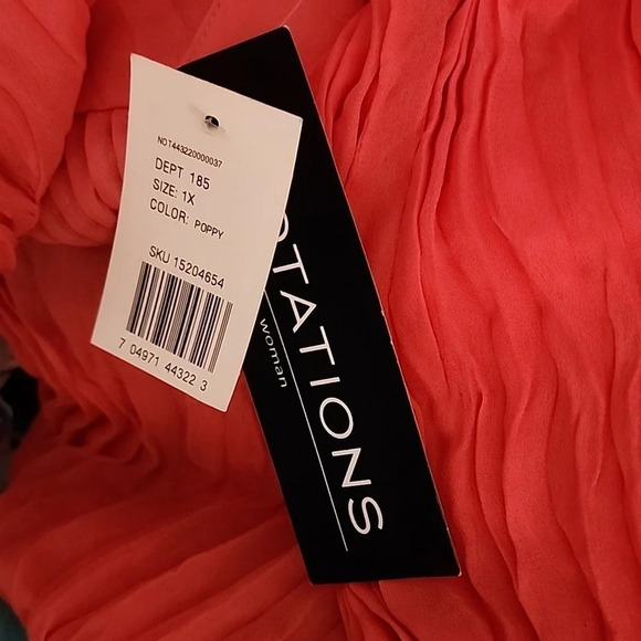 Notations Ruffle Poppy Short Sleeve Button Front Women's Sz 1X. (NWT) - Picture 9 of 9